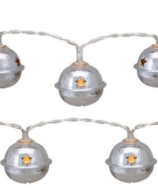 10-Count Warm White LED Silver Christmas Bells Fairy Lights 5.5' Copper Wire